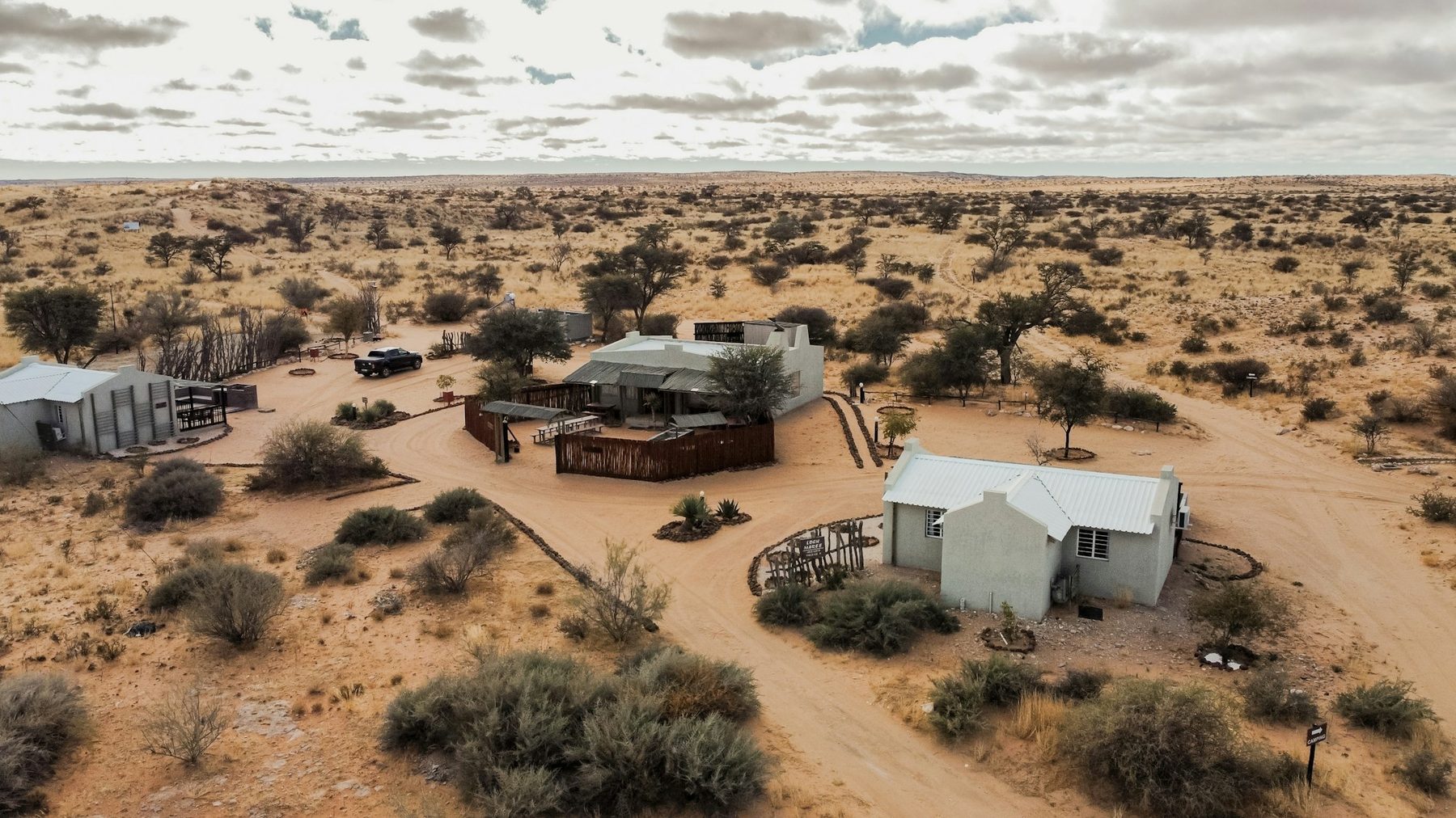 Loch Maree guest farm from the air, alone in the Kalahari