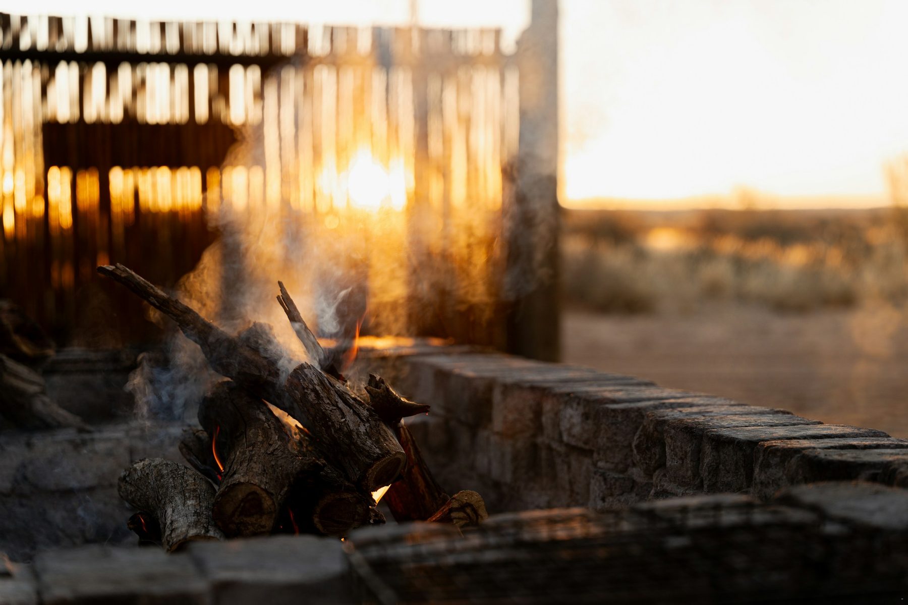 The evening fire at the field camp
