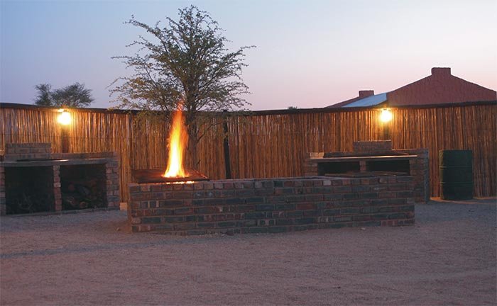 The camp fire after dark